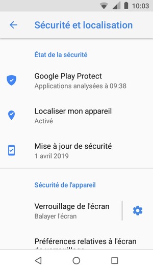 Pour activer votre écran de verrouillage, allez dans le menu Sécurité et localisation et sélectionnez Verrouillage de l'écran