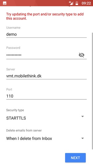 Select Security type