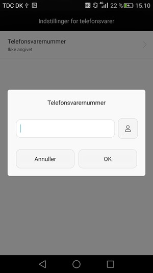 Indtast Telefonsvarernummer og vælg OK