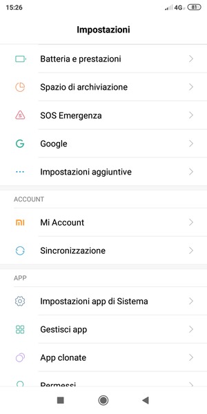 Scorri e seleziona Sincronizzazione