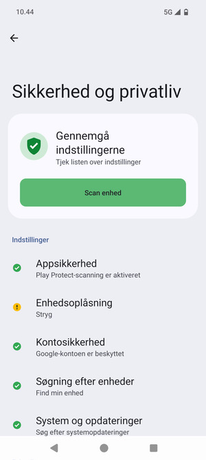 For at aktivere din skærmlås, gå til menuen Sikkerhed og privatliv og vælg Enhedsoplåsning