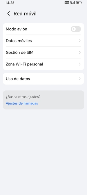 Seleccione Datos móviles