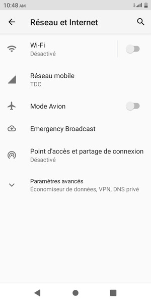 Sélectionnez Réseau mobile