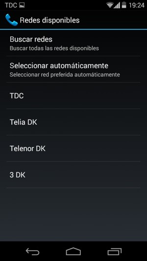 Seleccione un operador de red de la lista