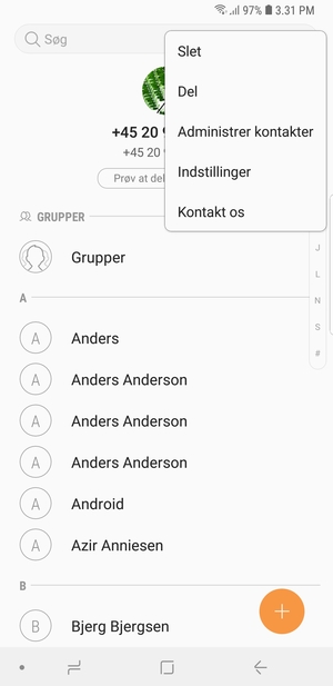 Vælg Administrer kontakter