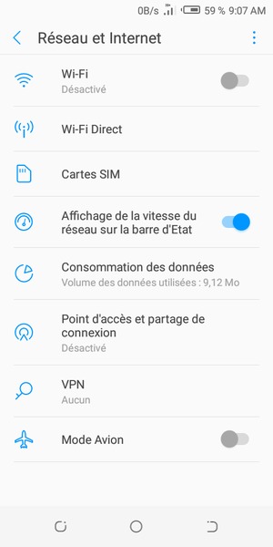 Sélectionnez Cartes SIM