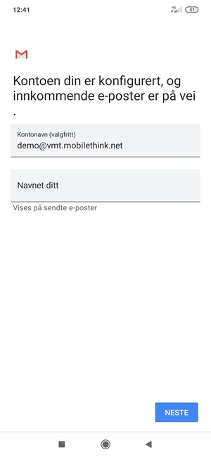 Gi kontoen din et navn, og skriv inn navnet ditt. Velg NESTE