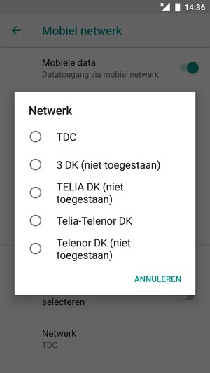 Selecteer een netwerkoperator uit de lijst