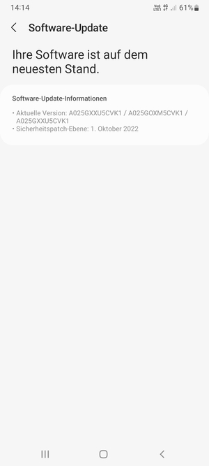 Falls Ihr Handy aktualisiert ist, wird Ihnen der folgende Bildschirm angezeigt
