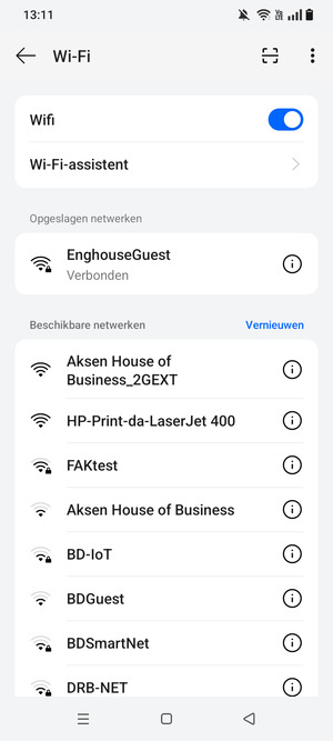 U bent nu verbonden met het WiFi-netwerk