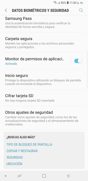 Desplácese y seleccione Otros ajustes de seguridad
