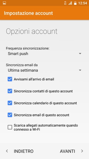 Seleziona AVANTI