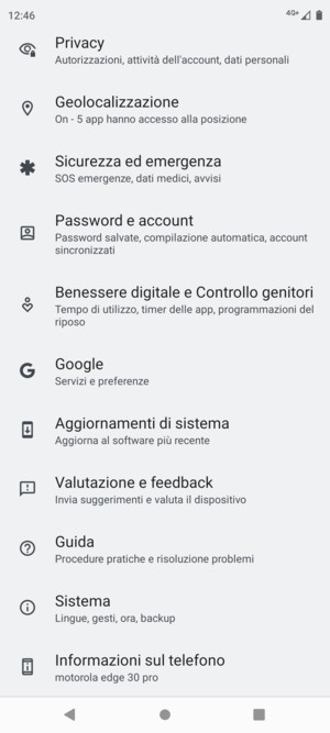 Scorri e seleziona Aggiornamenti di sistema