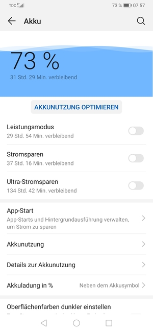 Schalten Sie Stromsparen ein