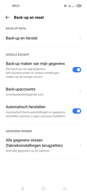 Selecteer Back-upaccounts