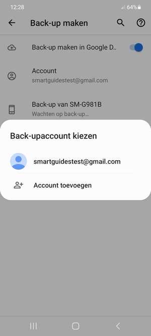 Selecteer uw back-up-account