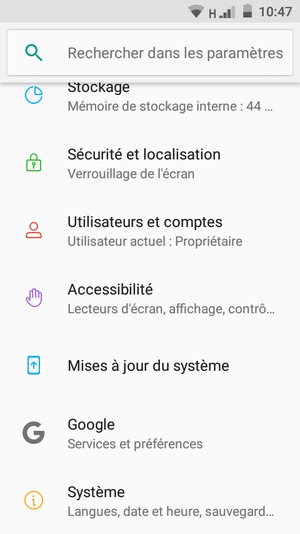Faites défiler et sélectionnez Sécurité et localisation