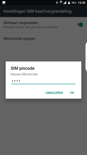 Voer uw Nieuwe pincode voor de SIM-kaart in en selecteer OK