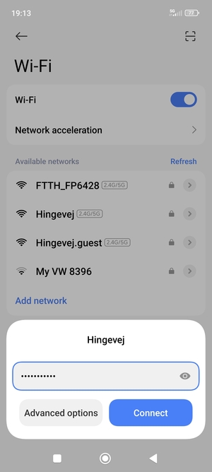 Enter the Wi-Fi password and select Connect