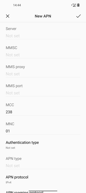 Scroll down and enter MMS information