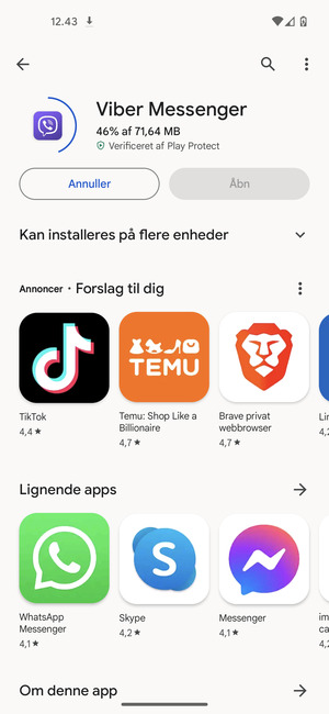 Afvent at installeringen er afsluttet