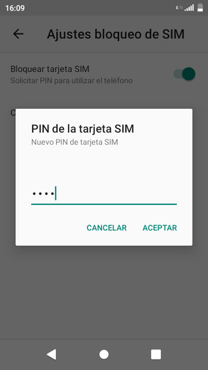 Introduzca su Nuevo PIN de tarjeta SIM y seleccione ACEPTAR