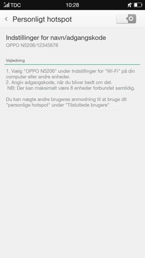 Vælg Indstillinger for navn/adgangskode