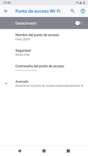 Seleccione Contraseña del punto de acceso