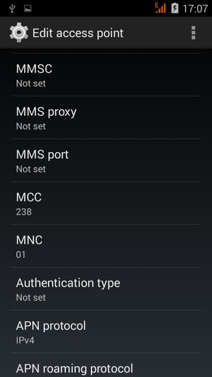 Scroll down and enter MMS information