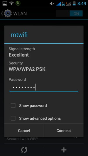 Enter the Wi-Fi password and select Connect