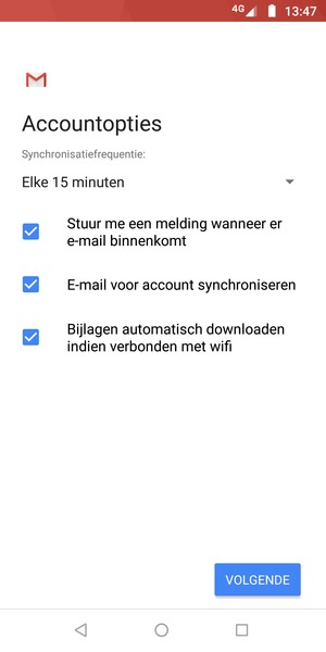 Selecteer VOLGENDE