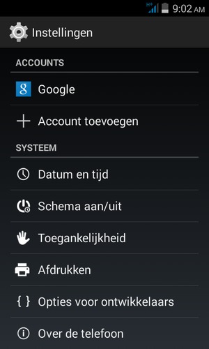 Scroll naar en selecteer Over de telefoon