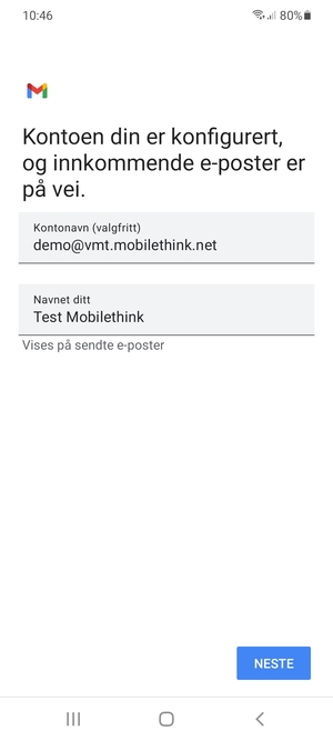 Gi din konto et navn og skriv inn ditt navn. Velg NESTE