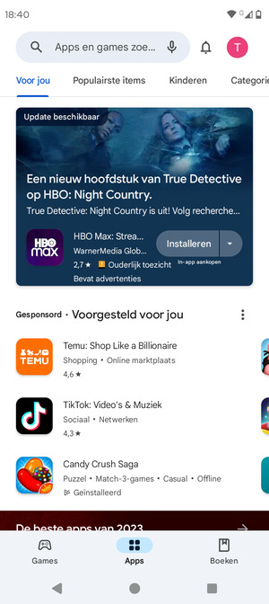 Selecteer de zoekbalk