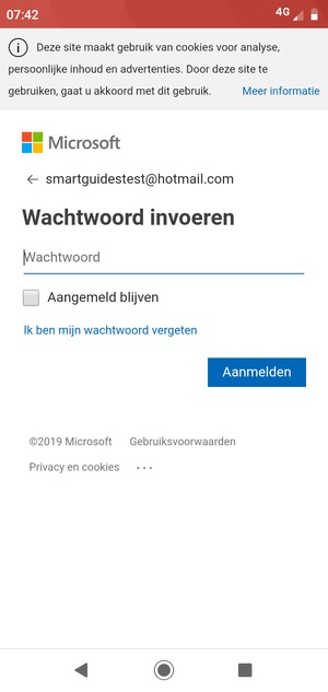Voer uw wachtwoord in en selecteer Aanmelden