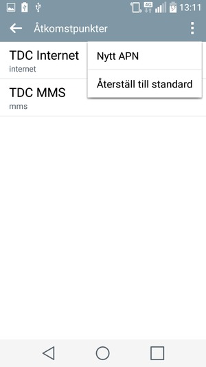 Välj Återställ til standard