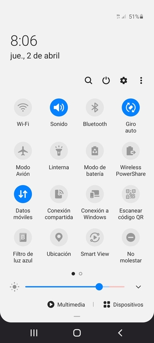 Seleccione Sonido para cambiar el modo de vibración