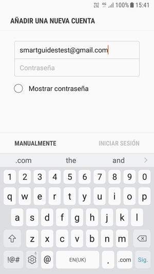 Introduzca su dirección de Gmail y seleccione Sig.