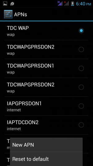 Select Reset to default