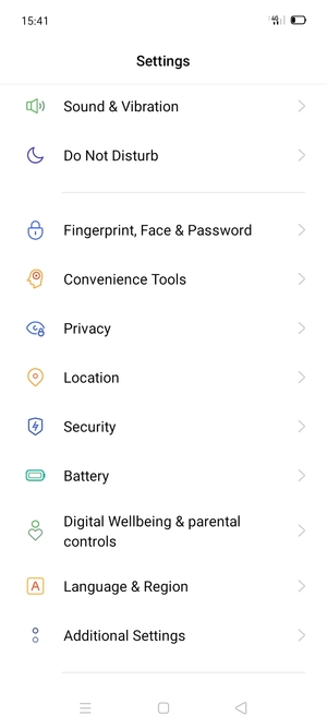 Scroll to and select Battery