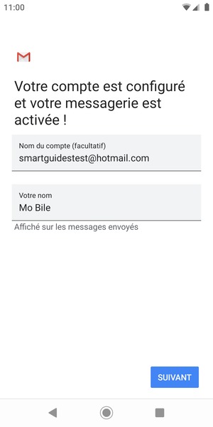 Donnez un nom à votre compte et saisissez votre nom. Sélectionnez SUIVANT