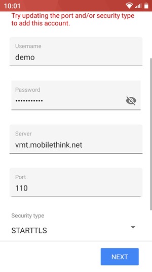 Scroll to and select Security type
