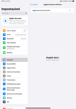 Se il tuo iPad è aggiornato, vedrai la schermata seguente