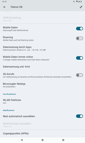 Scrollen Sie und wählen Sie Zugangspunkte (APNs)
