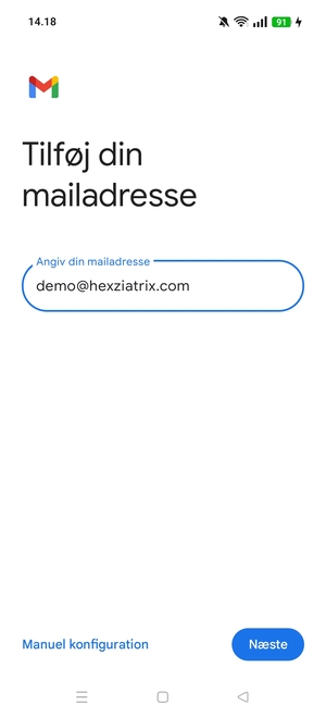 Indtast din e-mailadresse og vælg Næste