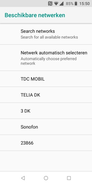 Selecteer een netwerkoperator uit de lijst