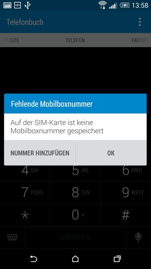 Falls Ihre Voicemail nicht eingerichtet ist, wählen Sie NUMMER HINZUFÜGEN