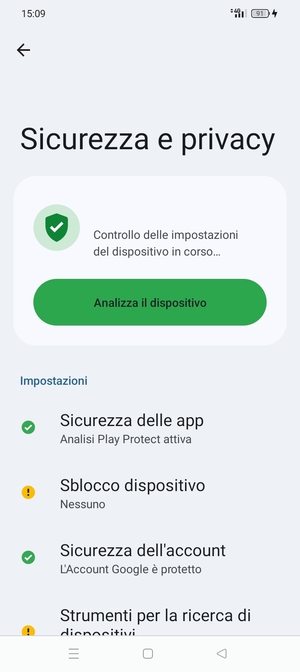 Per attivare il blocco dello schermo, vai al menu Sicurezza e privacy e seleziona Sblocco dispositivo