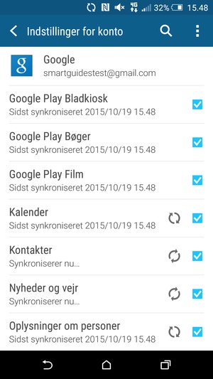 Dine oplysninger vil blive synkroniseret
