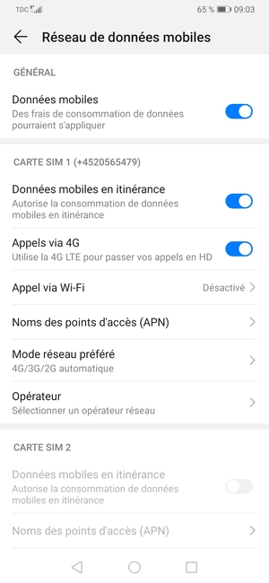 Activer ou désactiver Données mobiles en itinérance
